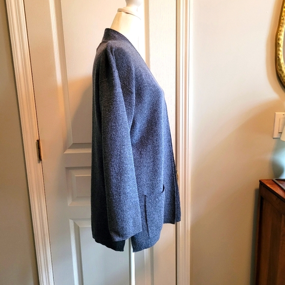 Finity Naturals SZ S, Women's Slate Blue Merino Wool/Polyester Blend Cardigan - Picture 2 of 15